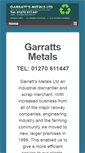 Mobile Screenshot of garrattsmetals.com