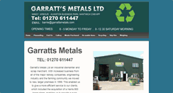 Desktop Screenshot of garrattsmetals.co.uk